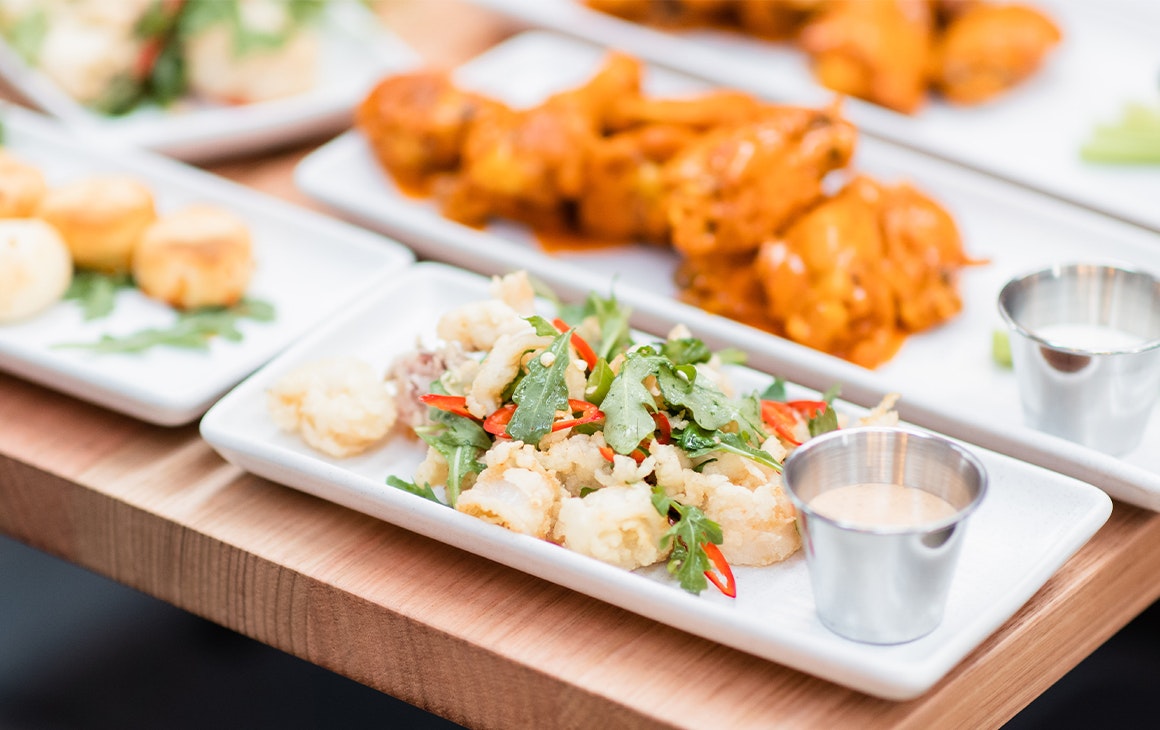several plates of finger food